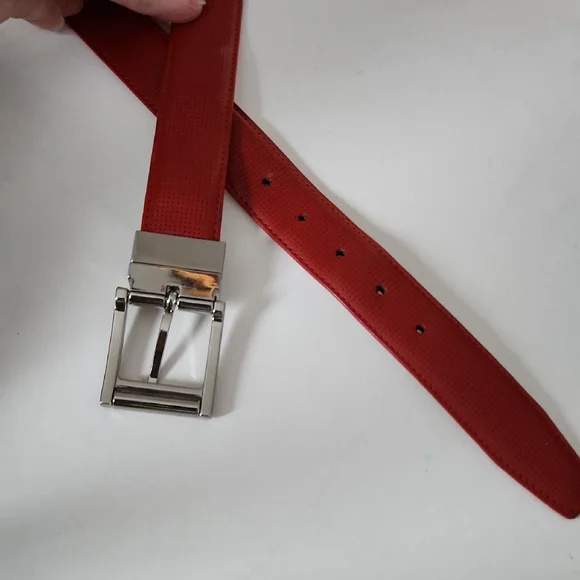 Ping Reversible Red And White Leather Belt - Picture 8 of 10